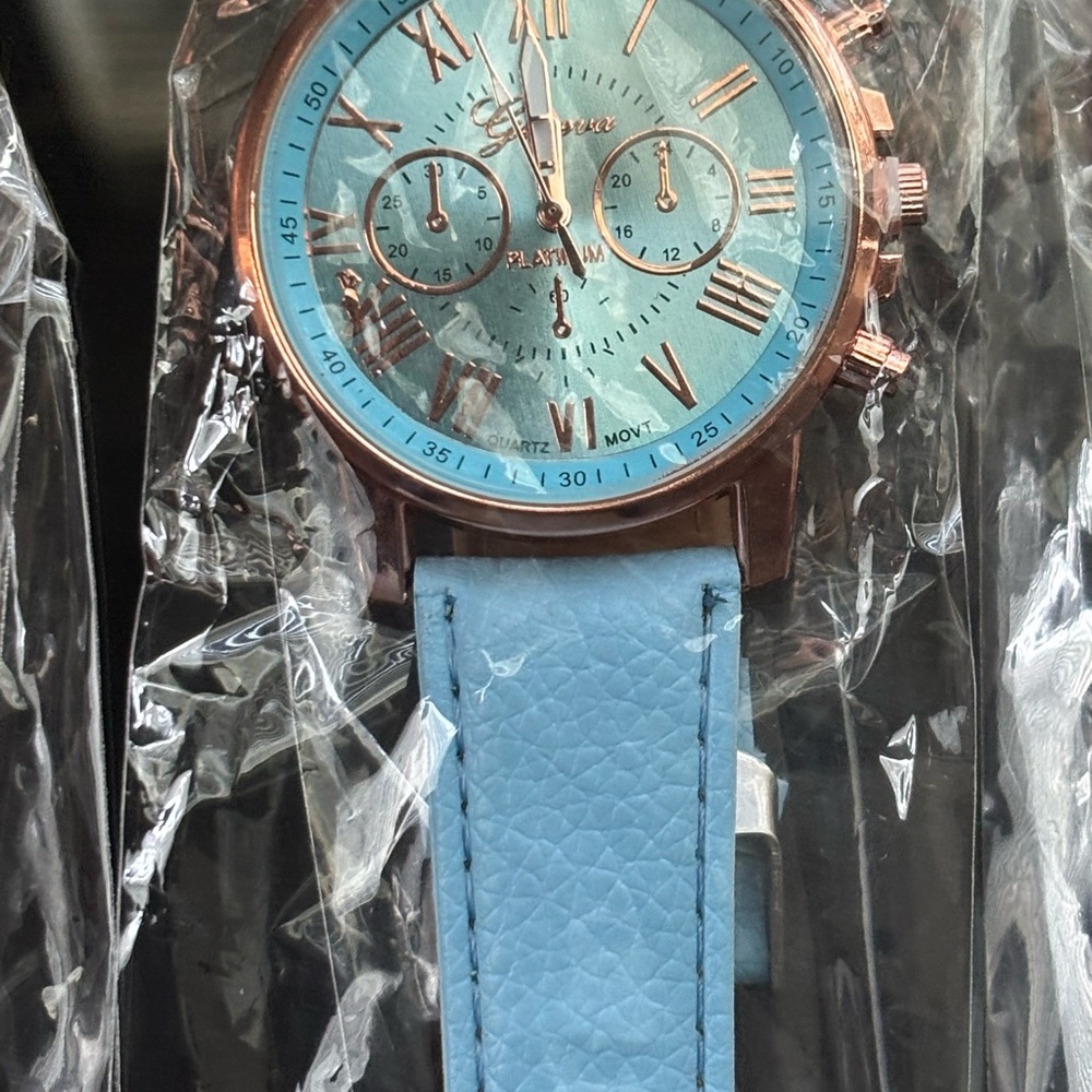 Geneva Aqua and Copper Chronograph Watch